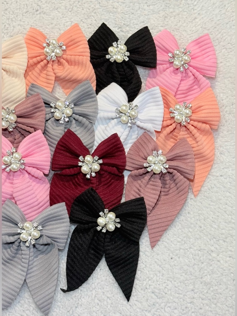 16 Pairs of Hair Ties with Imitation Pearls | Pack of 32 Fabric Tweezers New - Picture 8 of 10